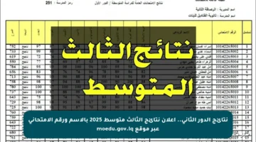 نتائج الدور الثاني.. إعلان نتائج الثالث متوسط 2025 بالاسم ورقم الامتحاني عبر موقع moedu.gov.iq